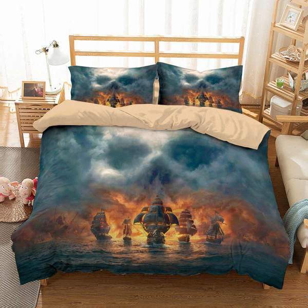 Pirate Ship 3D Customized Duvet Cover Bedding Set
