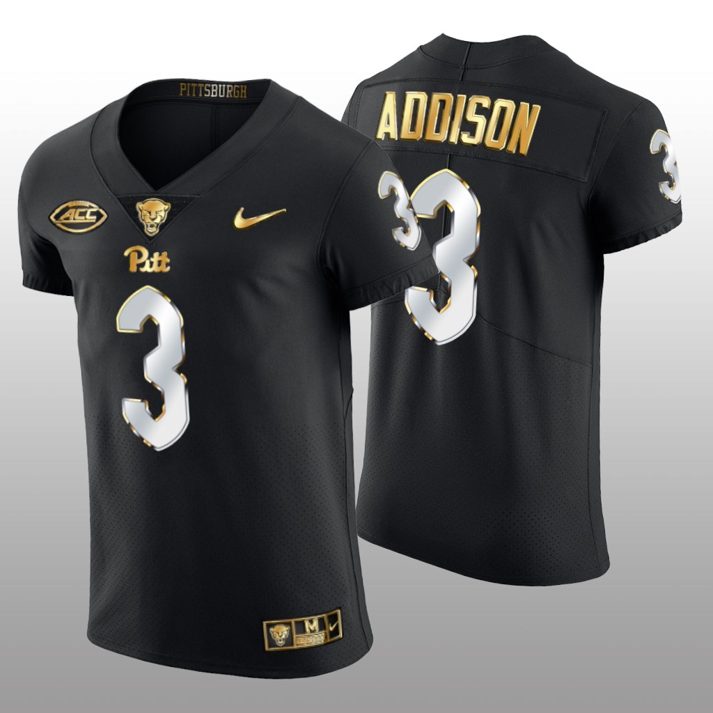 Pitt Panthers Jordan Addison Black Limited Jersey Golden Edition - Men