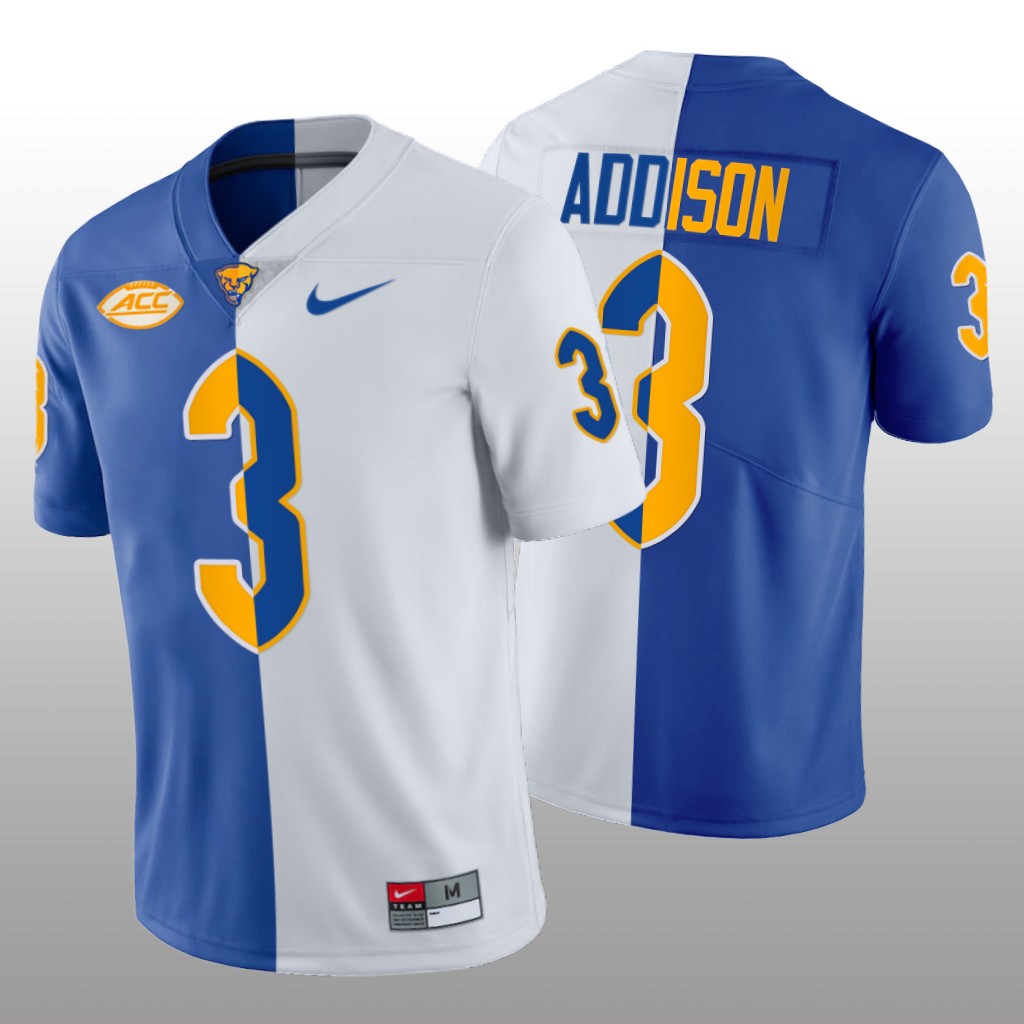Pitt Panthers Jordan Addison Royal White Limited Jersey Split Edition - Men