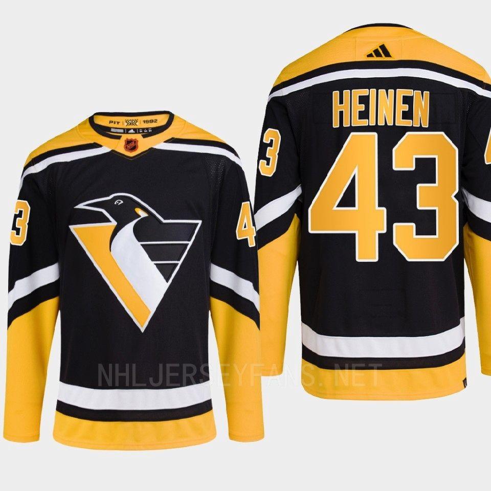 Pittsburgh Penguins 2022 Reverse Retro 2.0 Danton Heinen 43 Black Primegreen Stitched Jersey Men’s