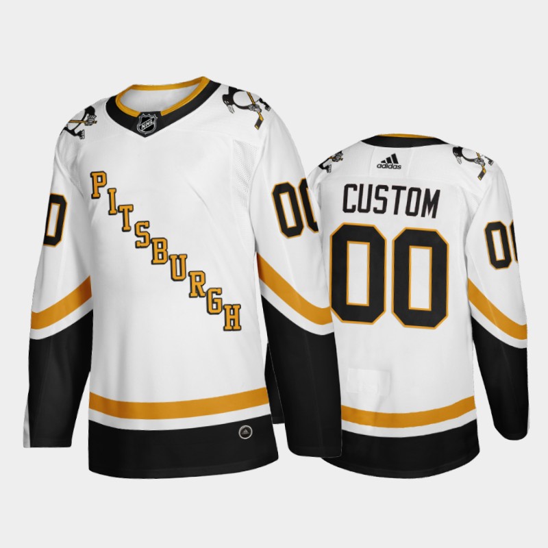 Pittsburgh Penguins Custom #00 2021 Reverse Retro White Fourth Jersey