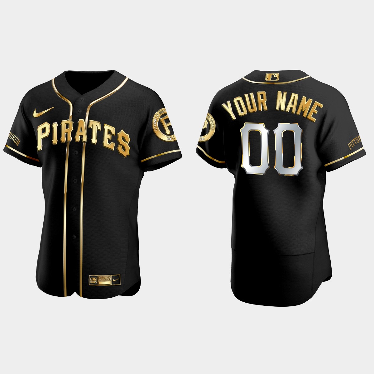 Pittsburgh Pirates #00 Custom Golden Edition Jersey - Black