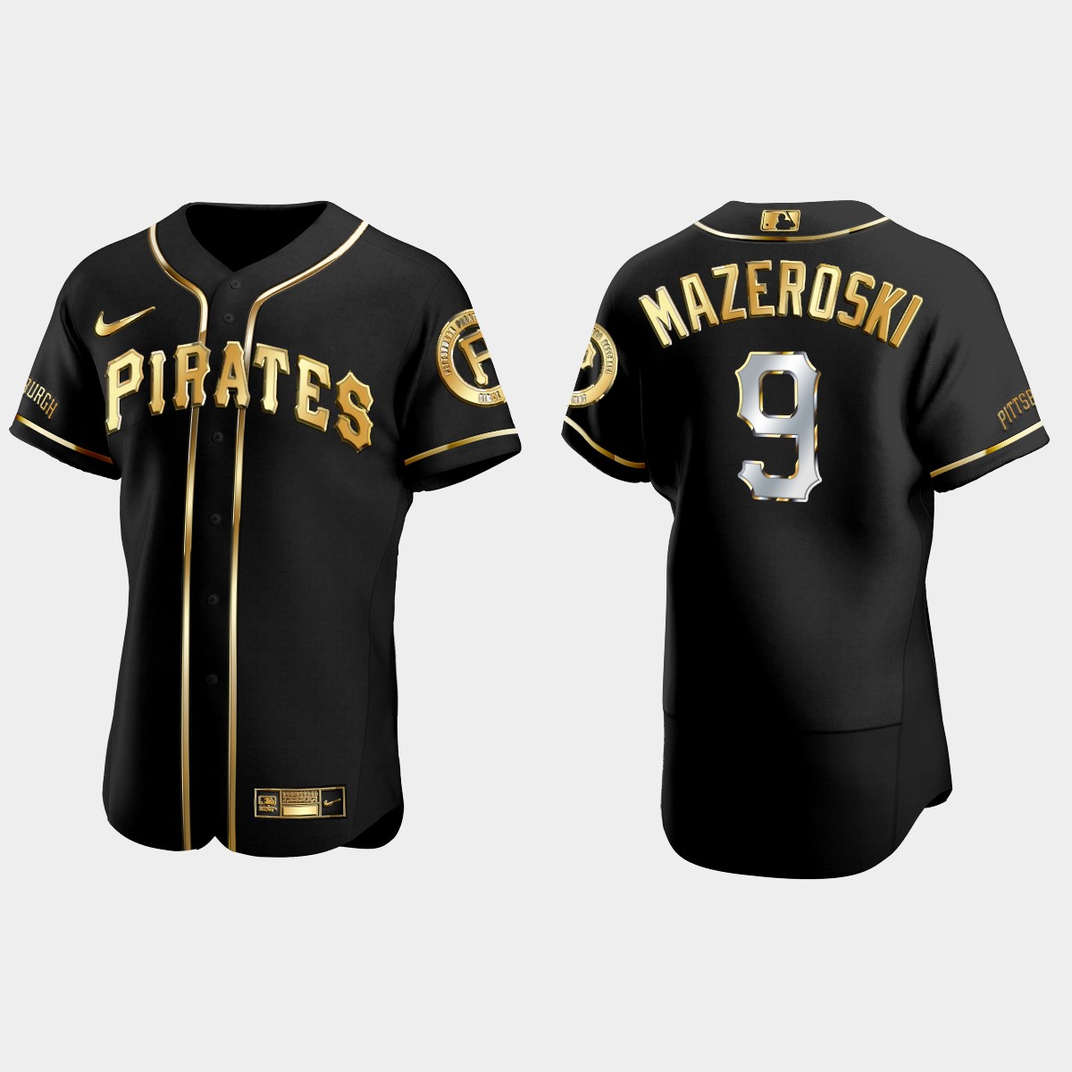 Pittsburgh Pirates #9 Bill Mazeroski Golden Edition Jersey - Black