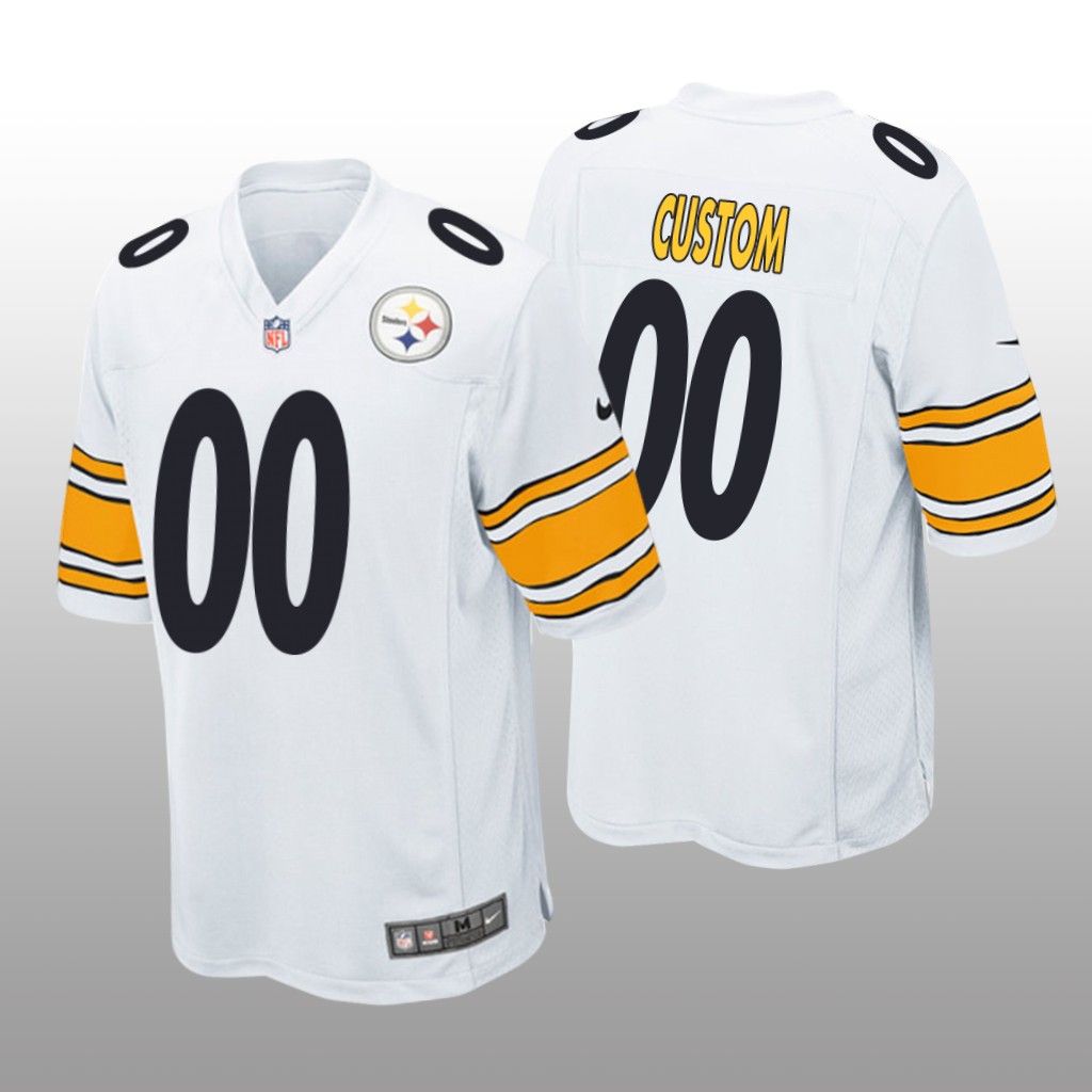 Pittsburgh Steelers #00 White Men's Custom Game Jersey
