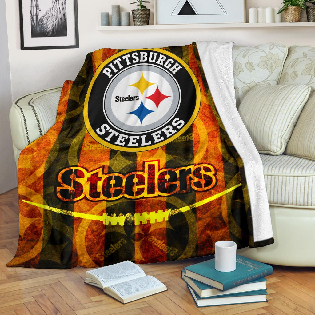 Pittsburgh Steelers American Football Flaming Steelers Background Fleece Blankets