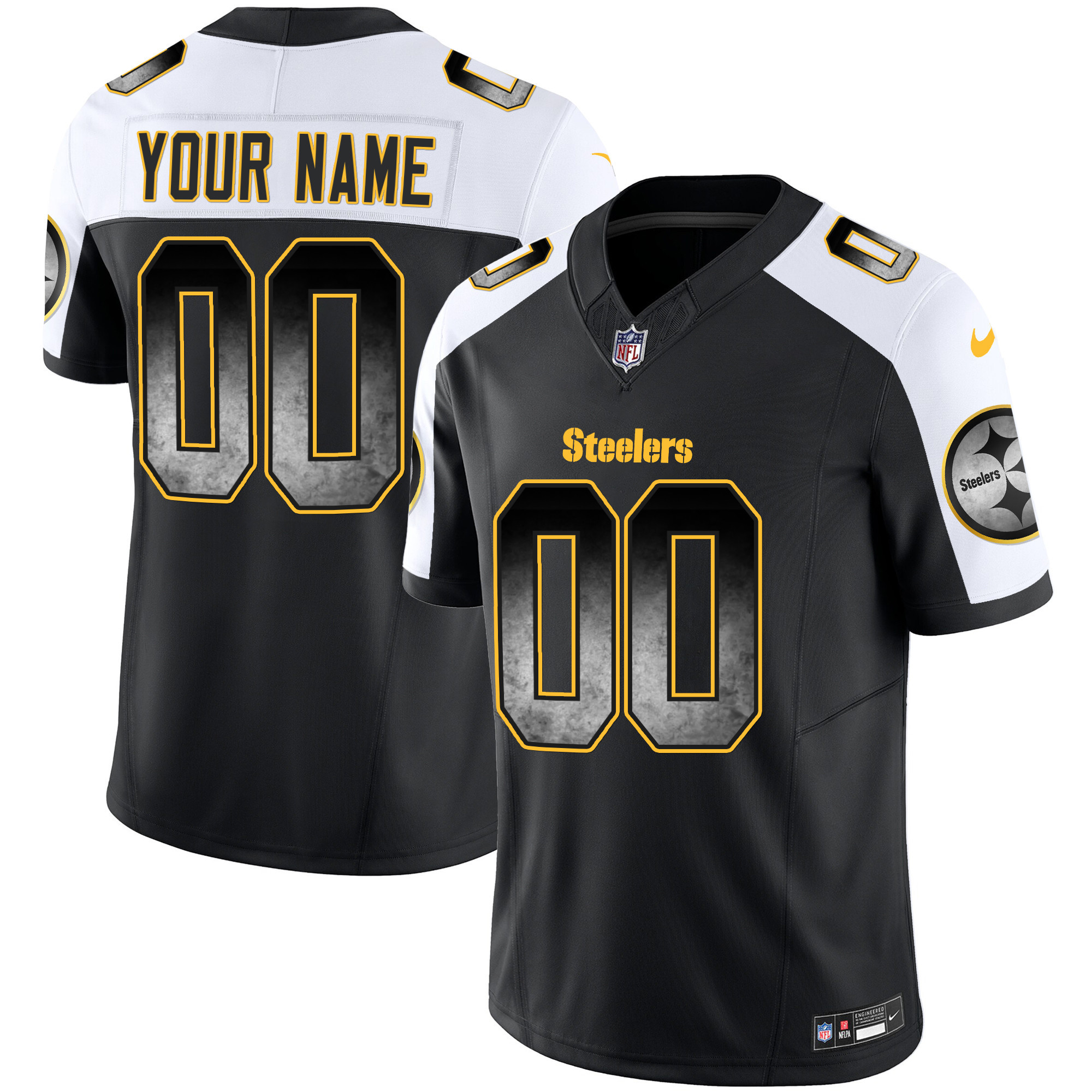 Pittsburgh Steelers Arch Smoke Vapor Custom Alternate Jersey - All Stitched