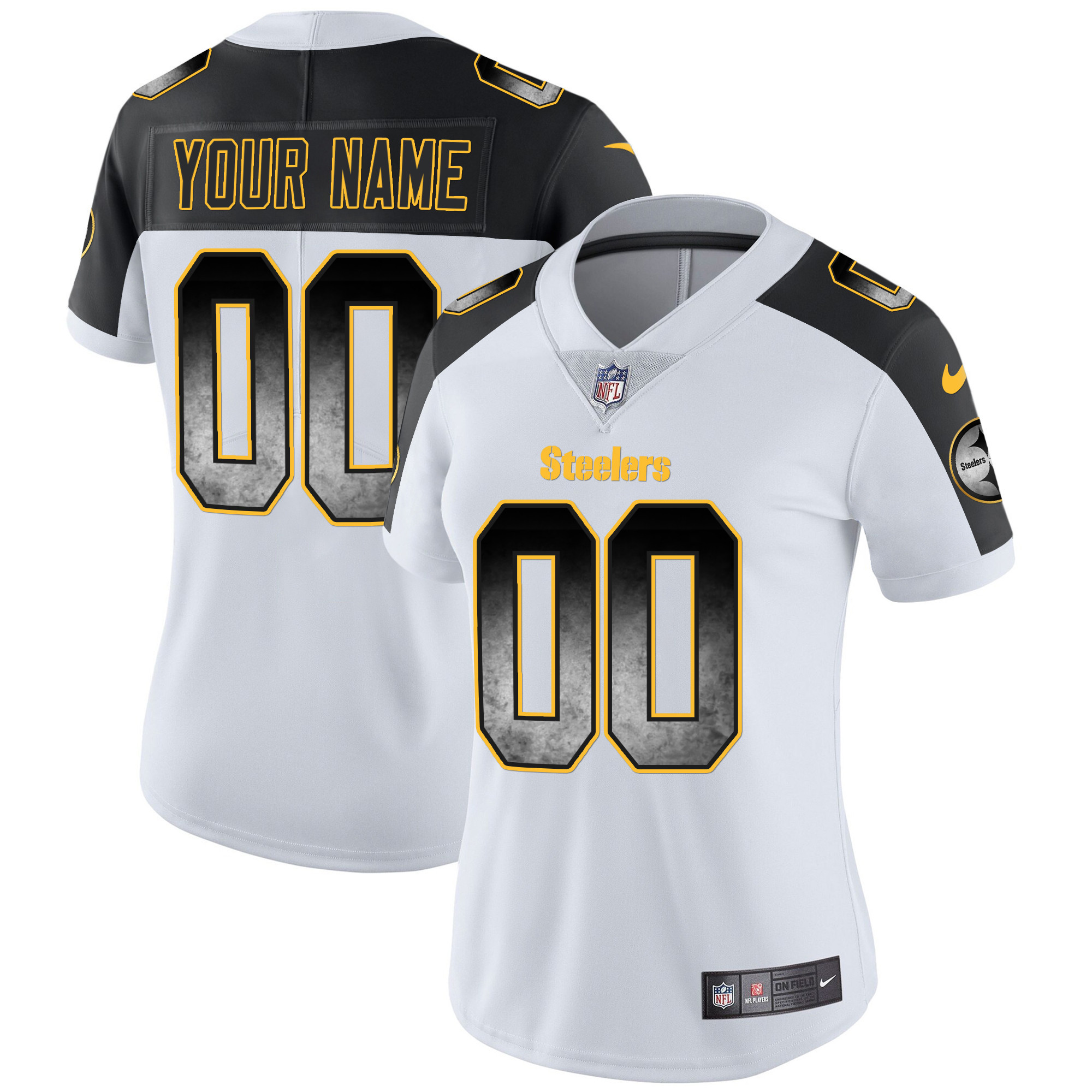 Pittsburgh Steelers Arch Smoke Vapor Custom Inverted Jersey - All Stitched