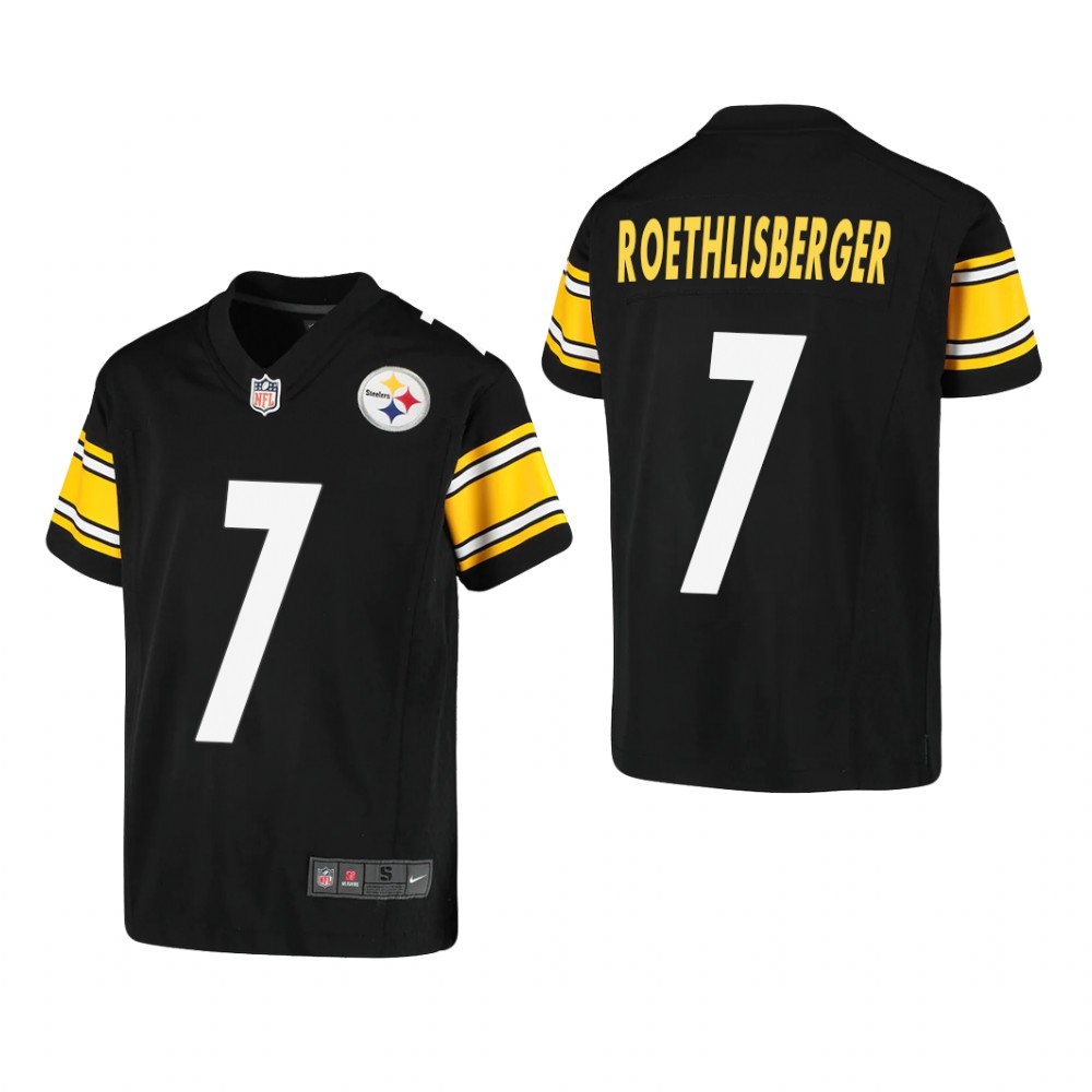 Pittsburgh Steelers Ben Roethlisberger Black Jersey Game - Youth