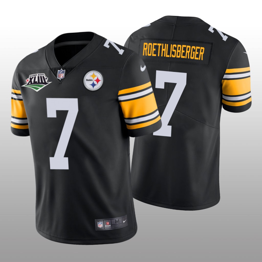 Pittsburgh Steelers Ben Roethlisberger Black Jersey Super Bowl XLIII Patch - Men's