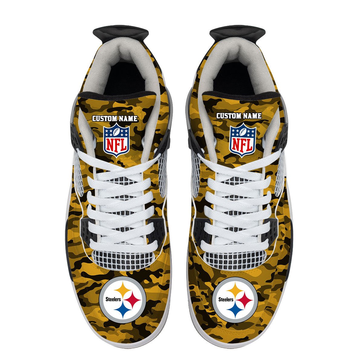 Pittsburgh Steelers Camo Personalized Air Jordan 4 Sneaker