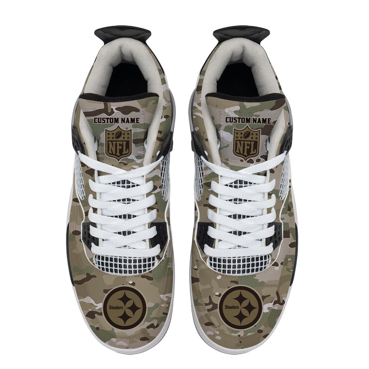 Pittsburgh Steelers Camo Personalized Air Jordan 4 Sneaker