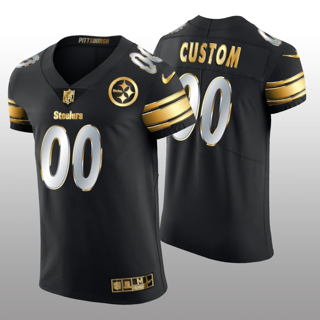 Pittsburgh Steelers Custom Black Elite Jersey Golden Edition Men's