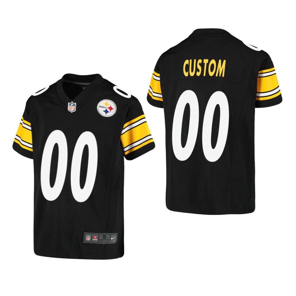 Pittsburgh Steelers Custom Black Jersey Game - Youth