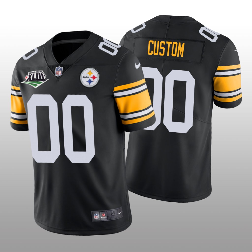 Pittsburgh Steelers Custom Black Jersey Super Bowl XLIII Patch - Men's