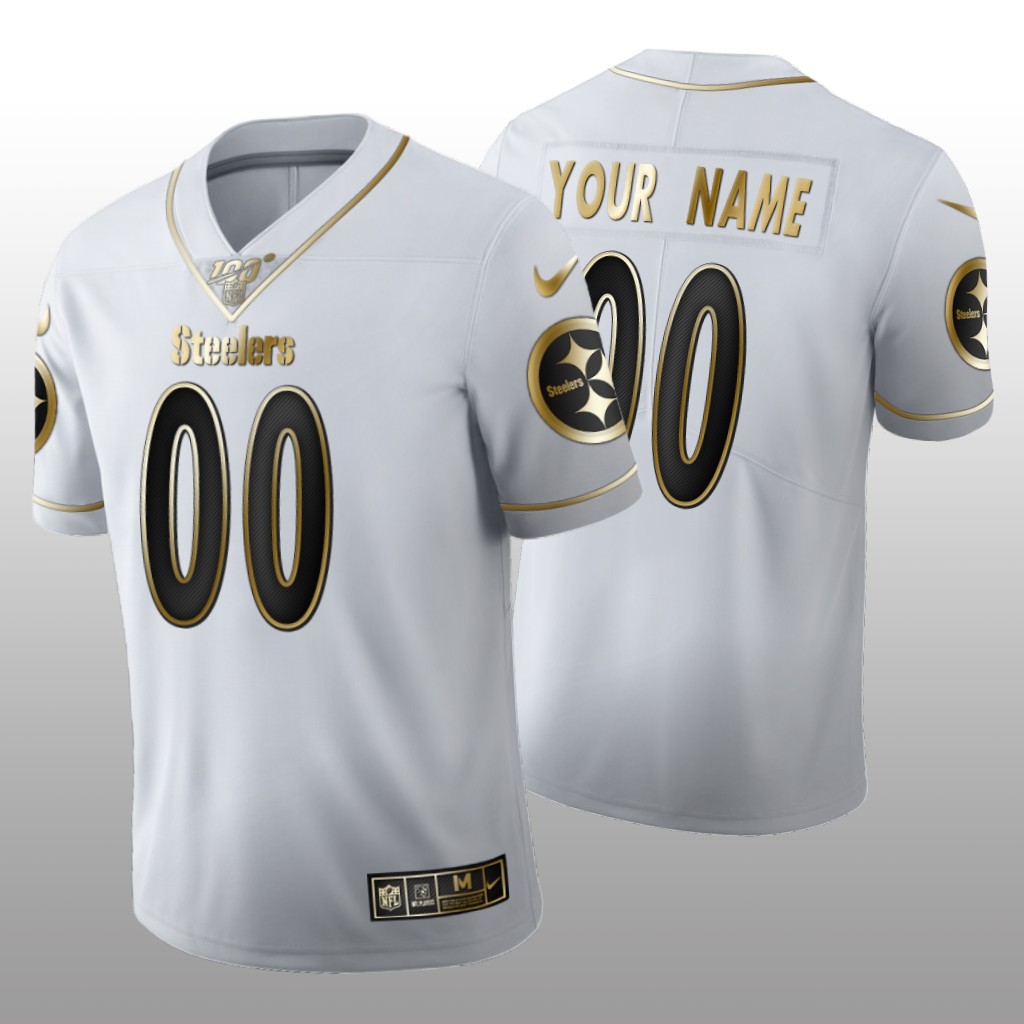 Pittsburgh Steelers Custom White Golden Edition Jersey 100th Season Men's