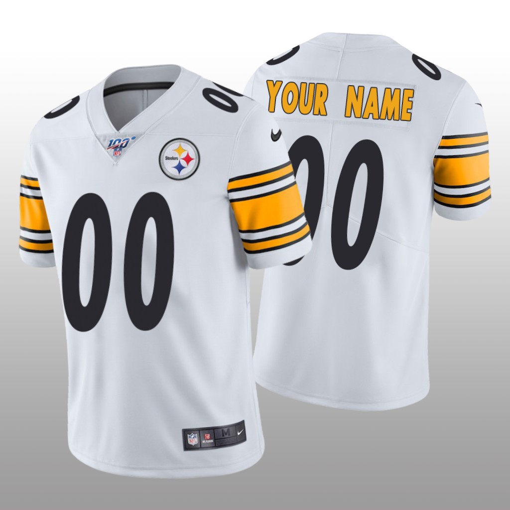 Pittsburgh Steelers Custom White Vapor Limited Jersey 100th Season - Men's