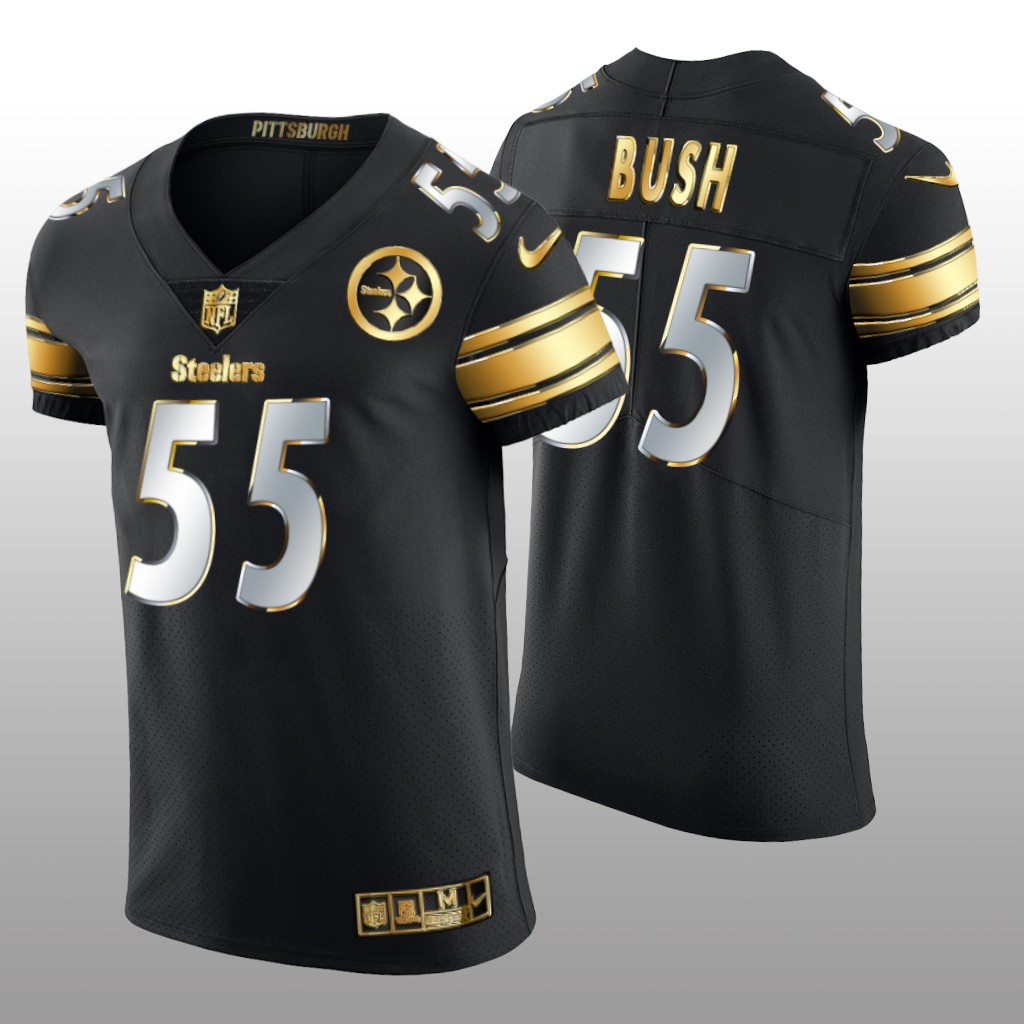 Pittsburgh Steelers Devin Bush Black Elite Jersey Golden Edition Men's