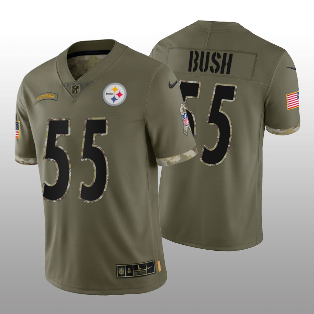 Pittsburgh Steelers Devin Bush Olive Limited Jersey 2022 Salute To Service - Men's