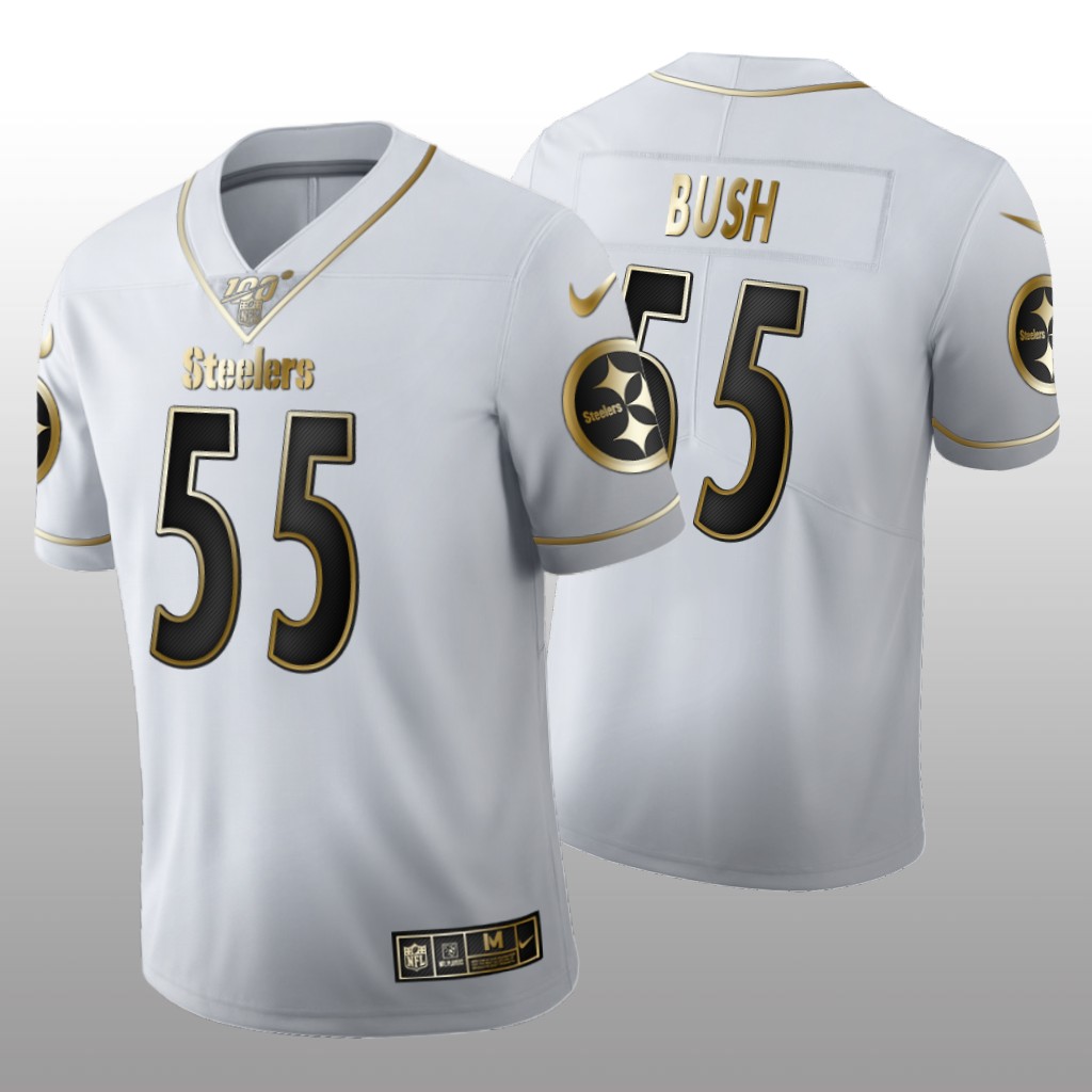 Pittsburgh Steelers Devin Bush White Golden Edition Jersey 100th Season Men's