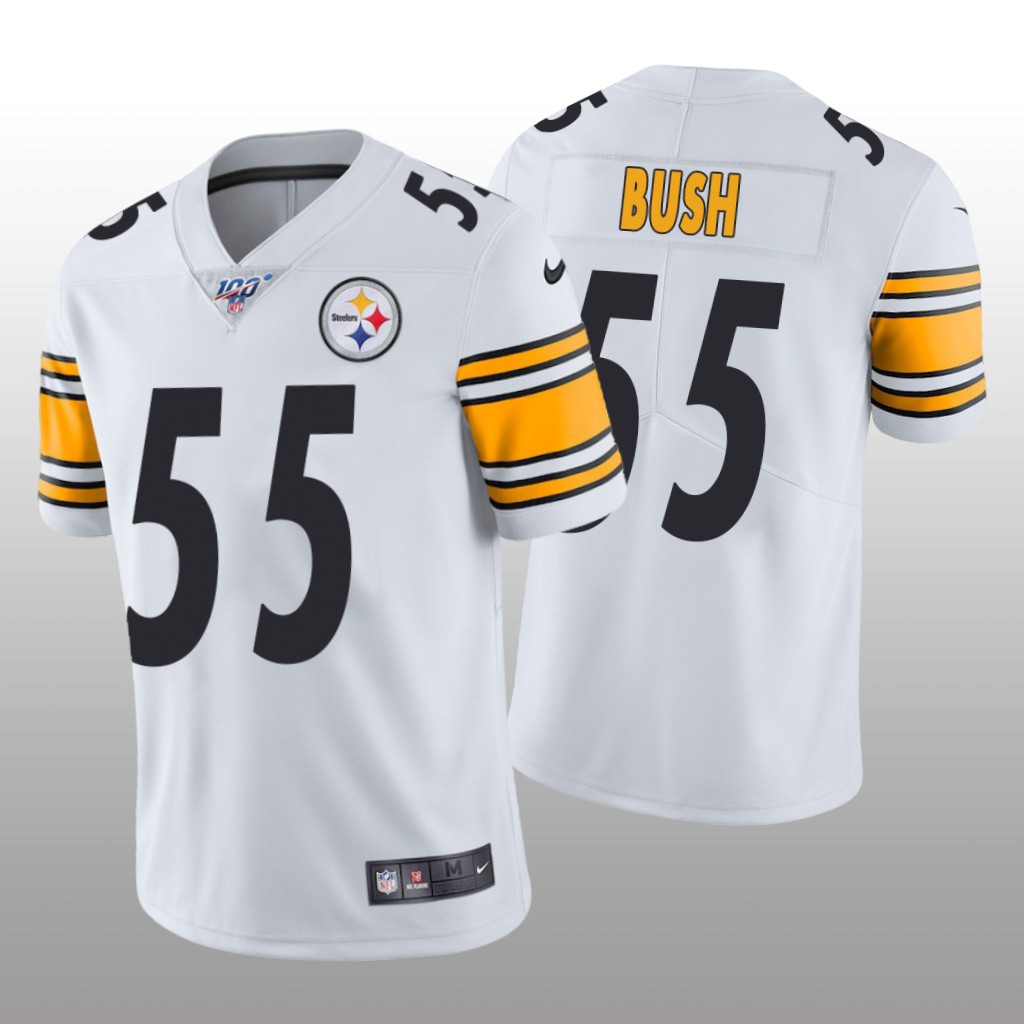 Pittsburgh Steelers Devin Bush White Vapor Limited Jersey 100th Season - Men's
