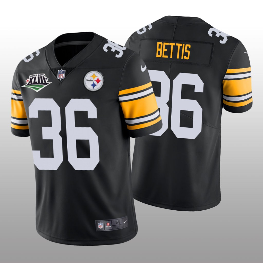 Pittsburgh Steelers Jerome Bettis Black Jersey Super Bowl XLIII Patch - Men's