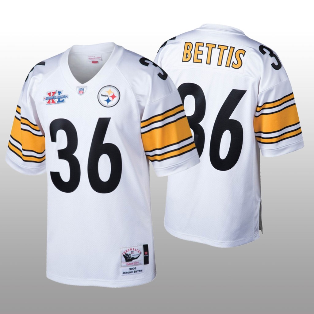 Pittsburgh Steelers Jerome Bettis Mitchell & Ness White Throwback 2005 Jersey - Men's