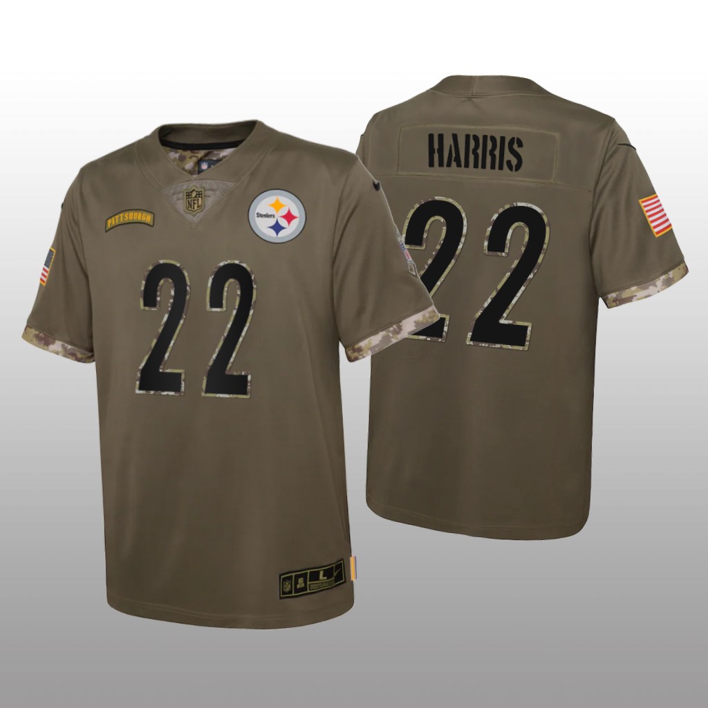 Pittsburgh Steelers Najee Harris Olive Limited Jersey 2022 Salute To Service - Youth
