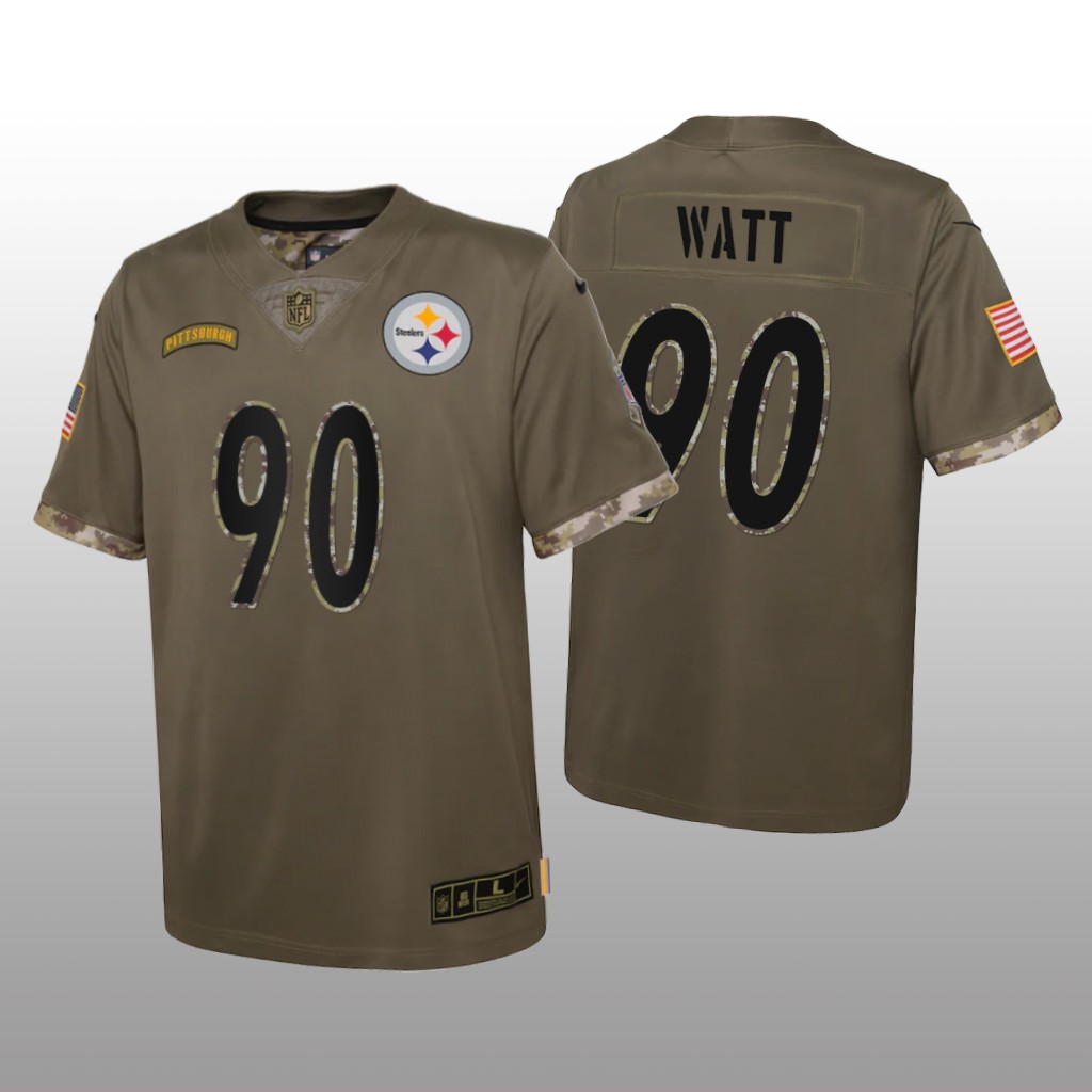 Pittsburgh Steelers T.J. Watt Olive Limited Jersey 2022 Salute To Service - Youth