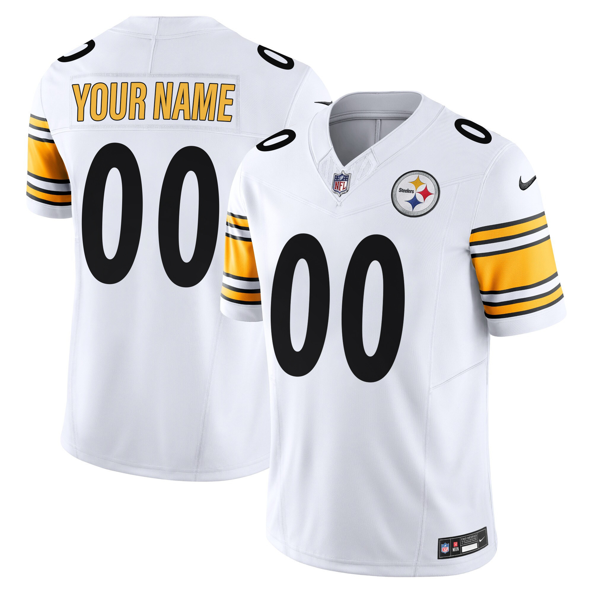Pittsburgh Steelers Vapor Limited Custom White Jersey - All Stitched