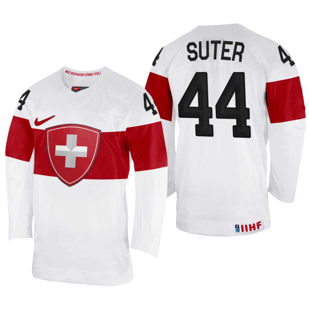 Pius Suter Switzerland White Home Jersey 2022 IIHF World Championship