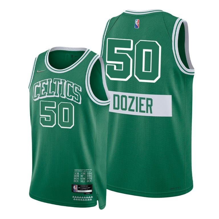 PJ Dozier Boston Celtics 2022 City Edition Green 50 Jersey 75th Diamond Badge – Men Jersey