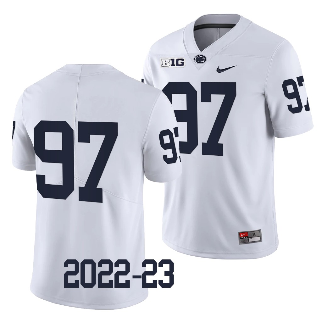 PJ Mustipher Penn State Nittany Lions #97 White Jersey 2022-23 College Men's Limited Uniform
