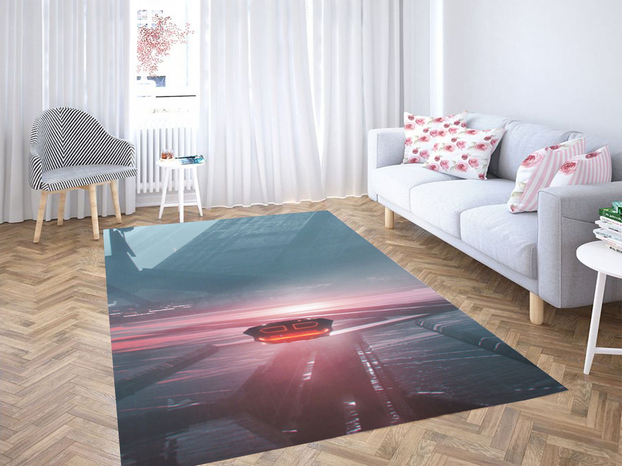 Plane Futuristic Blade Runner Carpet Rectangle Rug