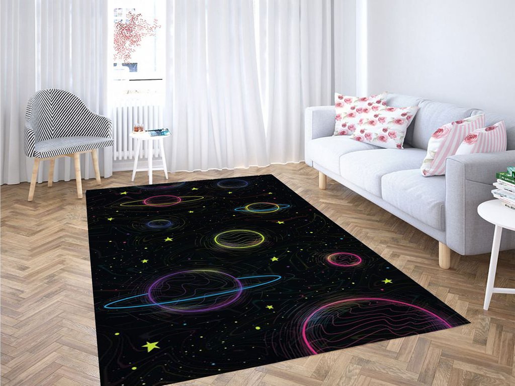 Planet Background Living Room Modern Carpet Rectangle Rug