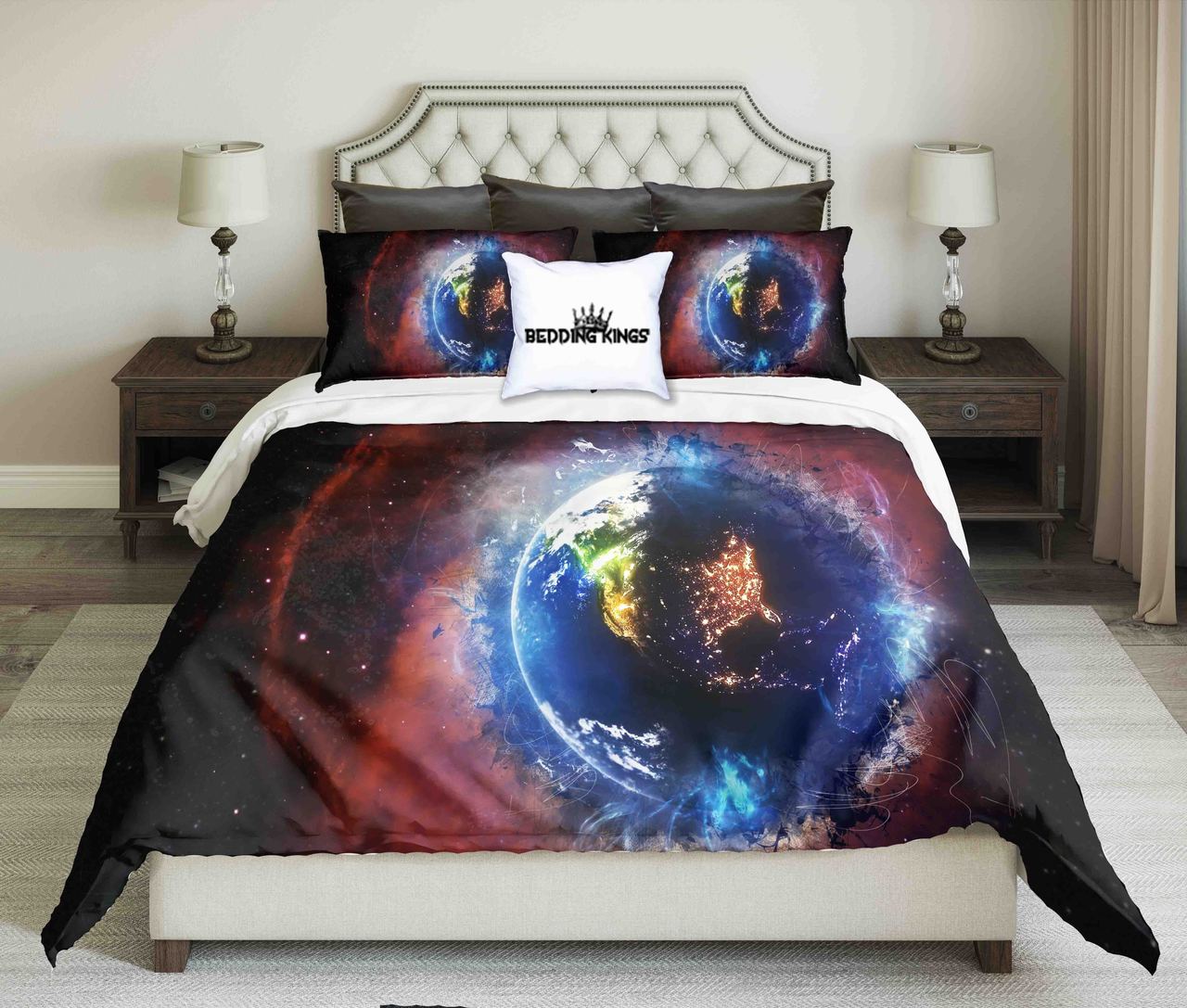 Planet Earth Globe 3D Illustration Design Kings 3D Customized Duvet Cover Bedding Set