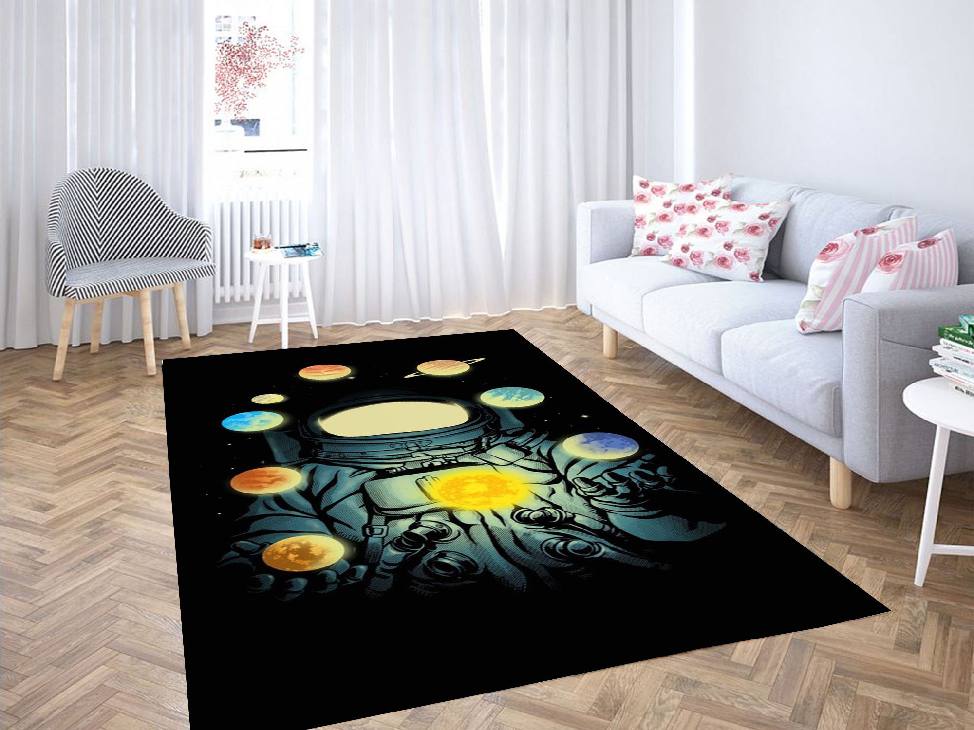 Planets Mens Wallpaper Carpet Rectangle Rug