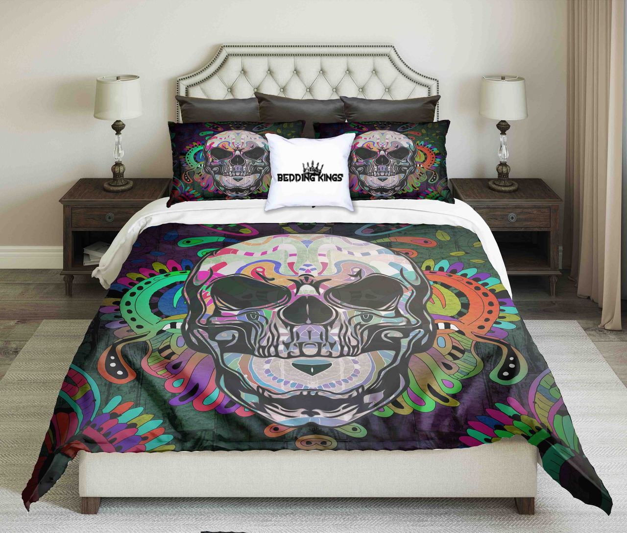 Playful Colourskull Kings 3D Customized Duvet Cover Bedding Set