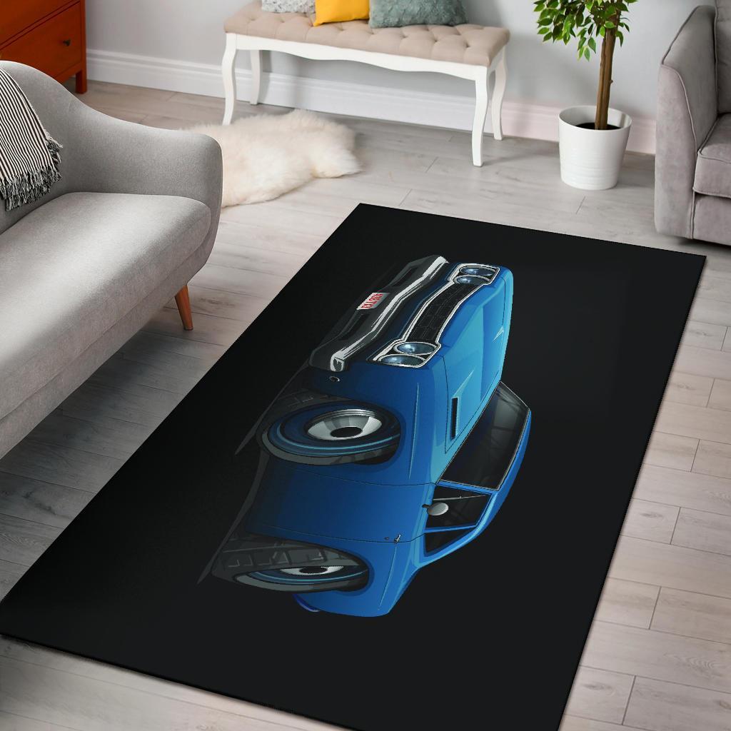 Plymouth Roadrunner Blue Car Art Area Rectangle Rug