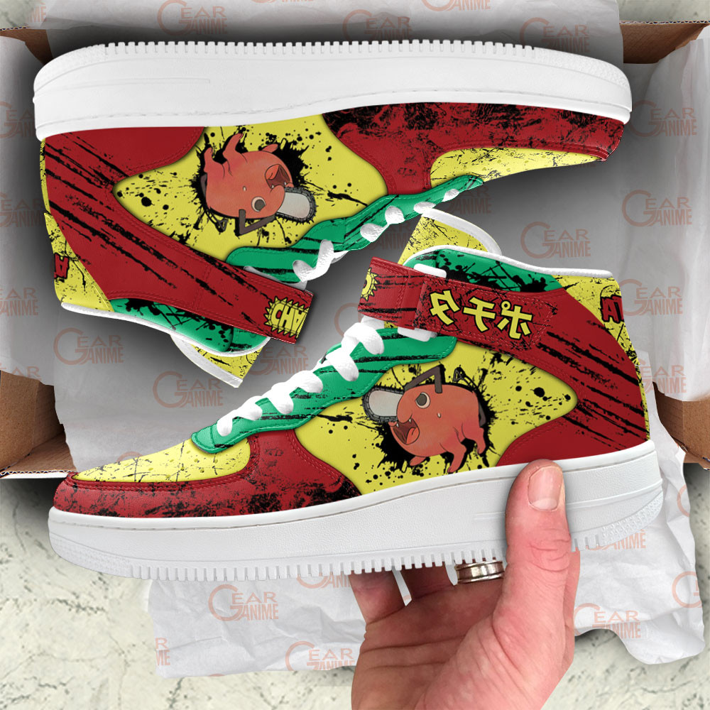 Pochita Sneakers Air Mid Custom Chainsaw Man Anime Shoes