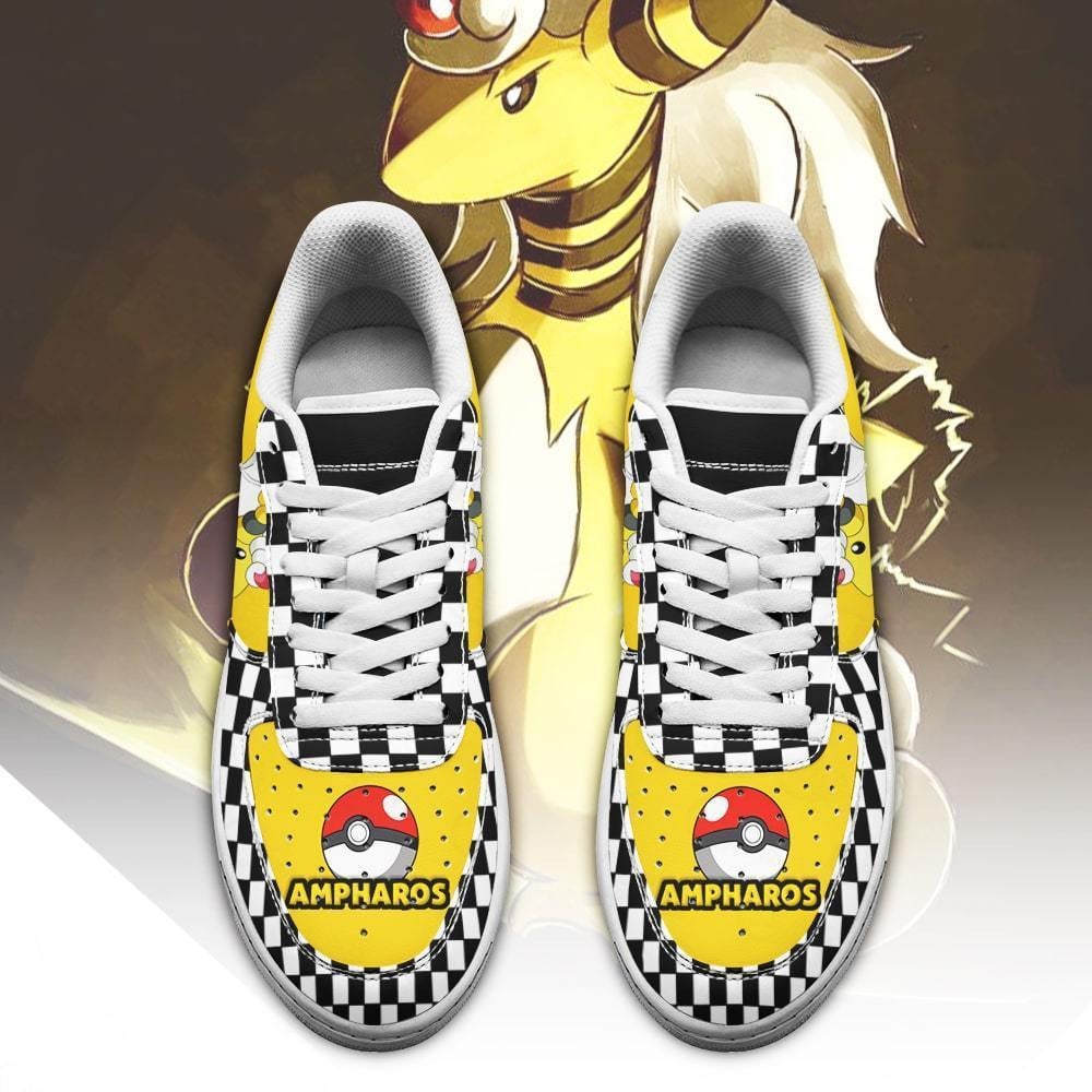 Poke Ampharos Sneakers Checkerboard Custom Pokemon Shoes