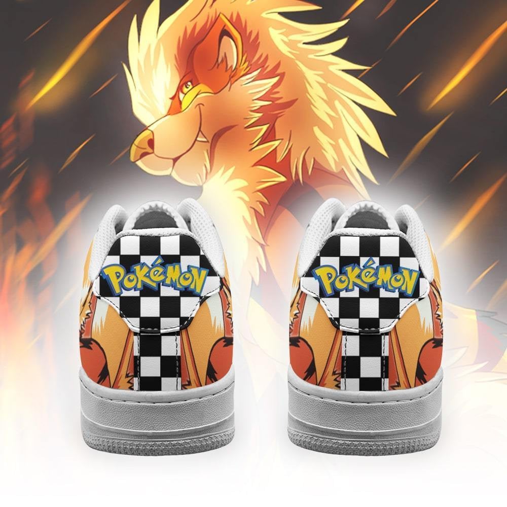 Poke Arcanine Sneakers Checkerboard Custom Pokemon Shoes