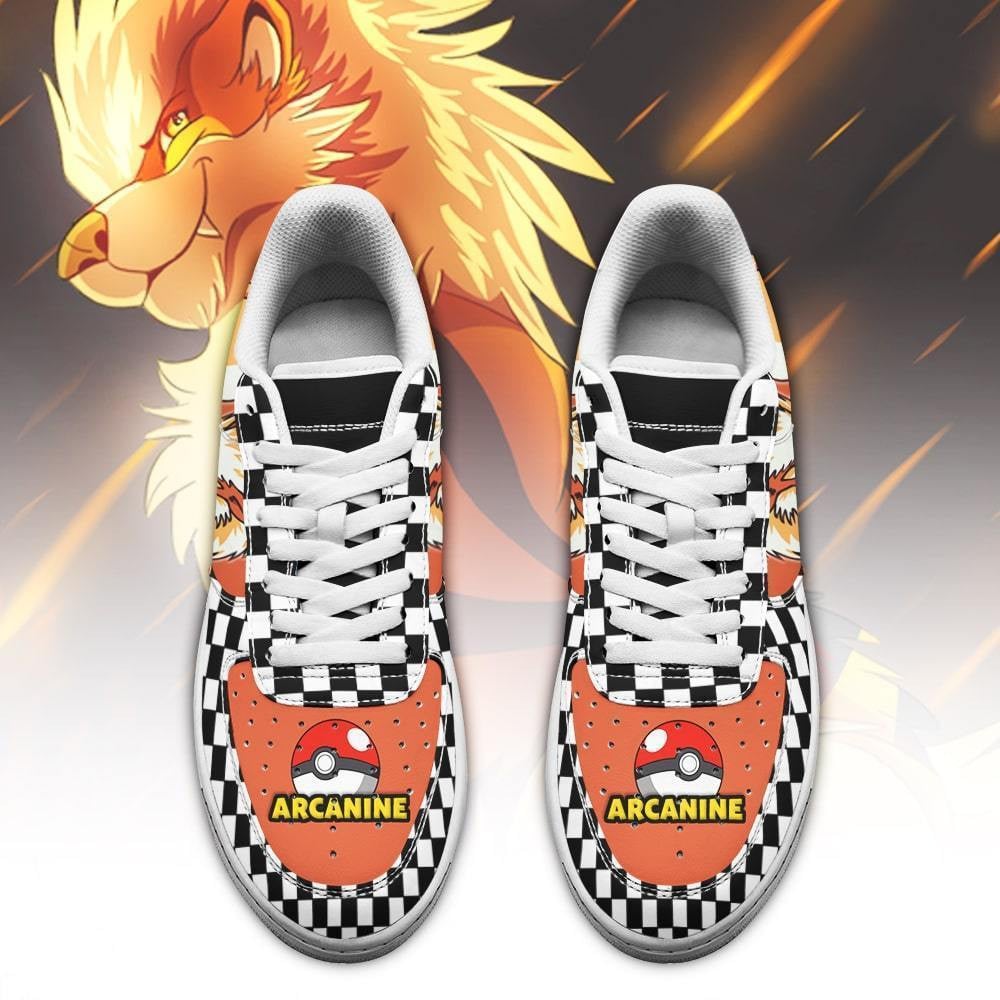 Poke Arcanine Sneakers Checkerboard Custom Pokemon Shoes