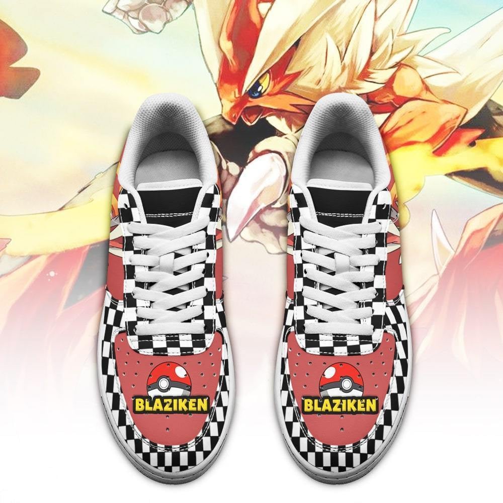 Poke Blaziken Sneakers Checkerboard Custom Pokemon Shoes