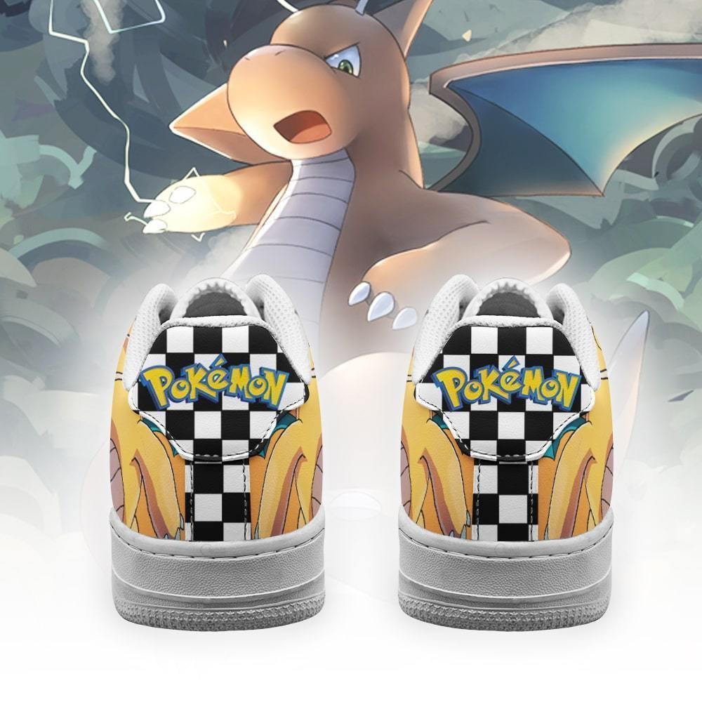 Poke Dragonite Sneakers Checkerboard Custom Pokemon Shoes