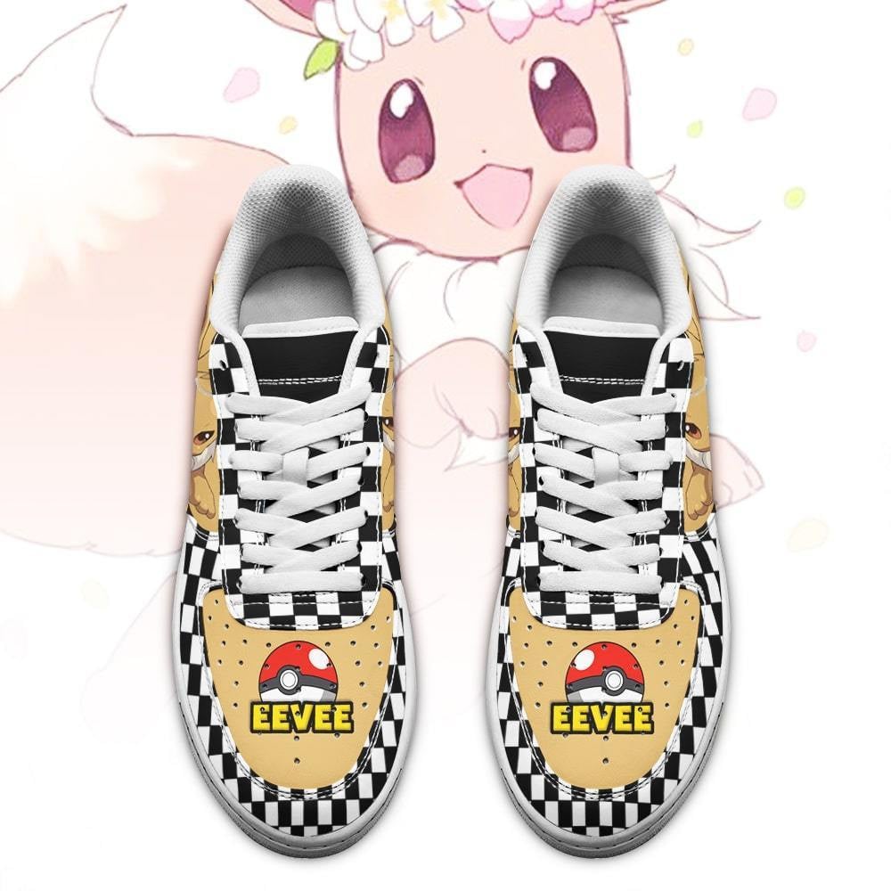 Poke Eevee Sneakers Checkerboard Custom Pokemon Shoes