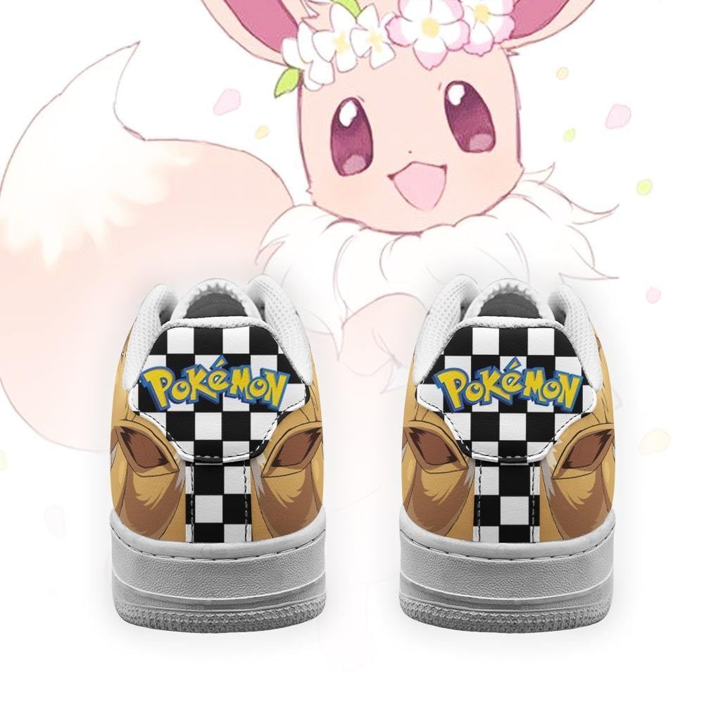 Poke Eevee Sneakers Checkerboard Custom Pokemon Shoes
