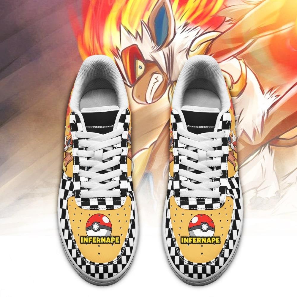 Poke Infernape Sneakers Checkerboard Custom Pokemon Shoes