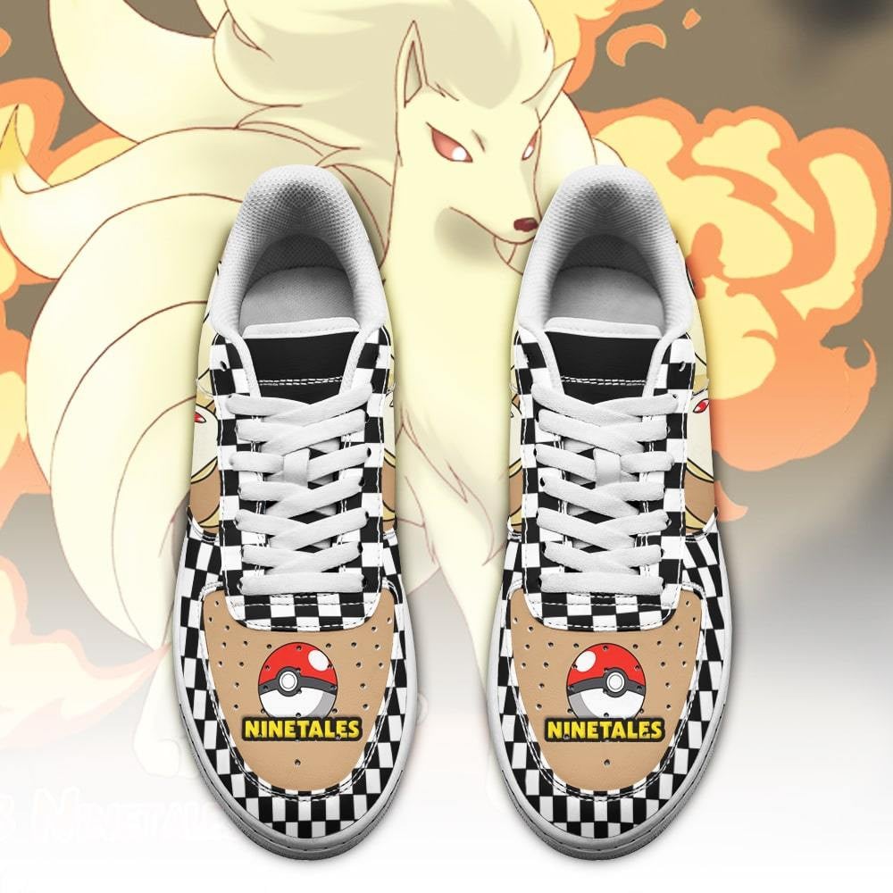Poke Ninetales Sneakers Checkerboard Custom Pokemon Shoes