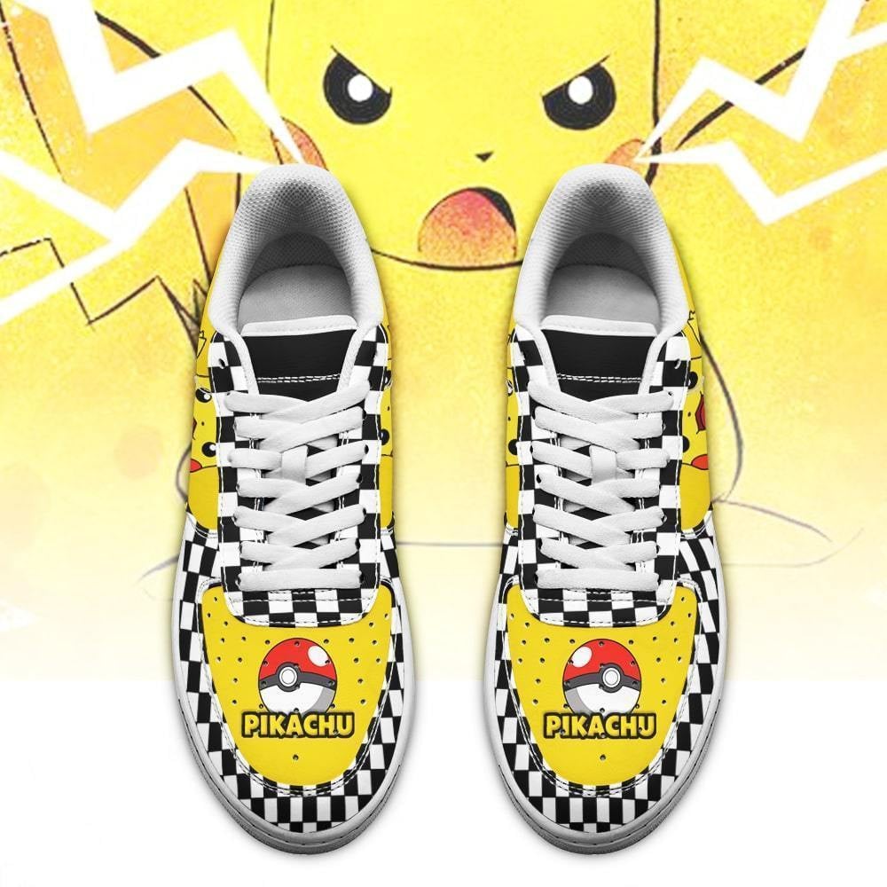Poke Pikachu Sneakers Checkerboard Custom Pokemon Shoes