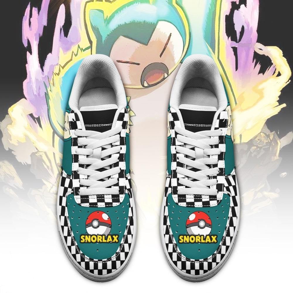 Poke Snorlax Sneakers Checkerboard Custom Pokemon Shoes